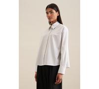 Hemdbluse SEIDENSTICKER "Schwarze Rose", Damen, Gr. 3XL (46), weiß, 100% Baumwolle, gestreift, oversize, ohne Ausschnitt, Blusen Hemdbluse, Langarm Kragen Streifen (49057036-46)