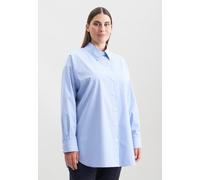 Hemdbluse SEIDENSTICKER "Schwarze Rose", Damen, Gr. 4XL (48), blau, 100% Baumwolle, gestreift, oversize, Blusen Hemdbluse, 1/1 Gestreift (31135906-48) blau