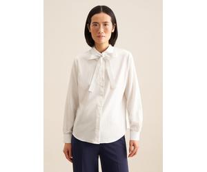 Hemdbluse SEIDENSTICKER "Schwarze Rose", Damen, Gr. L40, weiß, 89% Viskose, 11% Polyester, gestreift, regular fit, ohne Ausschnitt, Blusen Hemdbluse, 1/1 Kragen Streifen (19165604-40) weiß