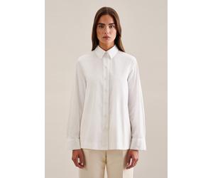 Hemdbluse SEIDENSTICKER "Schwarze Rose", Damen, Gr. L40, weiß, 97% Baumwolle, 3% Elasthan, unifarben, regular fit, ohne Ausschnitt, Blusen Hemdbluse, 1/1 Kragen Uni (30140815-40)