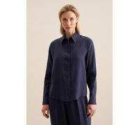 Hemdbluse SEIDENSTICKER "Schwarze Rose", Damen, Gr. M38, blau (dunkelblau), 100% Leinen, unifarben, regular fit, ohne Ausschnitt, Blusen Hemdbluse, Langarm Kragen Uni (44991822-38) dunkelblau