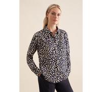 Hemdbluse SEIDENSTICKER "Schwarze Rose", Damen, Gr. M38, blau (dunkelblau), 100% Viskose, gemustert, regular fit, ohne Ausschnitt, Blusen Hemdbluse, 1/1 Druck (57620666-38) dunkelblau