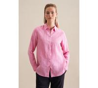 Hemdbluse SEIDENSTICKER "Schwarze Rose", Damen, Gr. M38, rosa (pink), 100% Leinen, unifarben, regular fit, ohne Ausschnitt, Blusen Hemdbluse, Langarm Kragen Garnfärber (51212531-38)