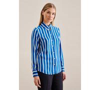 Hemdbluse SEIDENSTICKER "Schwarze Rose", Damen, Gr. S(36), blau (mittelblau), 100% Viskose, gestreift, regular fit, ohne Ausschnitt, Blusen Hemdbluse, Langarm Kragen Streifen (14260113-36)