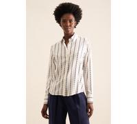 Hemdbluse SEIDENSTICKER "Schwarze Rose", Damen, Gr. XL (42), beige (ecru), 100% Viskose, gemustert, regular fit, ohne Ausschnitt, Langarm, Blusen, Langarm Kragen Kettenprint (89299655-42) ecru