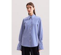 Hemdbluse SEIDENSTICKER "Schwarze Rose", Damen, Gr. XL (42), blau, 100% Baumwolle, gestreift, regular fit, ohne Ausschnitt, Blusen Hemdbluse, 1/1 Kragen Streifen (82068322-42) blau