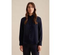 Hemdbluse SEIDENSTICKER "Schwarze Rose", Damen, Gr. XL (42), blau (dunkelblau), 100% Polyester, unifarben, regular fit, ohne Ausschnitt, Langarm, Blusen, Langarm Kragen Uni (88416256-42) dunkelblau