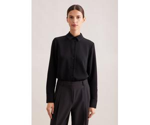 Hemdbluse SEIDENSTICKER "Schwarze Rose", Damen, Gr. XL42, schwarz, 100% Polyester, unifarben, regular fit, ohne Ausschnitt, Blusen Hemdbluse, 1/1 Kragen Uni (73735139-42) schwarz