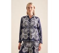 Hemdbluse SEIDENSTICKER "Schwarze Rose", Damen, Gr. XS(34), blau (marine), 100% Viskose, bedruckt, regular fit, ohne Ausschnitt, Blusen Hemdbluse, 1/1 Kragen Tuchprint (64715019-34) marine