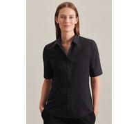 Hemdbluse SEIDENSTICKER "Schwarze Rose", Damen, Gr. XS34, schwarz, 100% Baumwolle, unifarben, slim fit, ohne Ausschnitt, Blusen Hemdbluse, 1/2 Kragen Uni (54892430-34)