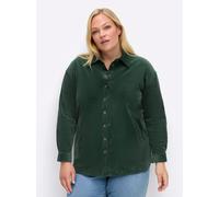 Hemdbluse SHEEGO, Damen, Gr. 42, moos, 98% Baumwolle, 2% Elasthan, unifarben, Blusen Hemdbluse (76199921-42) moos