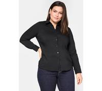 Hemdbluse SHEEGO, Damen, Gr. 44, schwarz, 70% Baumwolle, 27% Polyamid, 3% Elasthan, unifarben, Blusen Hemdbluse (28984246-44) schwarz