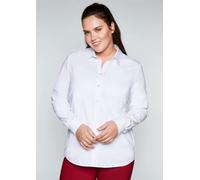 Hemdbluse SHEEGO, Damen, Gr. 46, weiß, 70% Baumwolle, 27% Polyamid, 3% Elasthan, unifarben, Blusen Hemdbluse (37145510-46) weiß