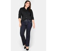 Hemdbluse SHEEGO, Damen, Gr. 50, schwarz, 70% Baumwolle, 27% Polyamid, 3% Elasthan, unifarben, Blusen Hemdbluse (28984246-50) schwarz