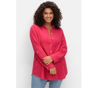 Hemdbluse SHEEGO, Damen, Gr. 54, pink (magenta), 100% Baumwolle, unifarben, Blusen Hemdbluse (46105936-54) magenta