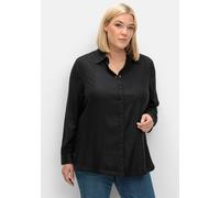 Hemdbluse SHEEGO, Damen, Gr. 54, schwarz, 100% Viskose, unifarben, Blusen Hemdbluse (76740803-54) schwarz