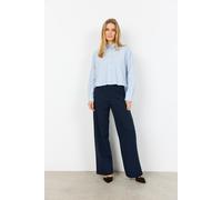 Hemdbluse SOYACONCEPT "SC-CASSY 1", Damen, Gr. XXL, blau (windsurfer combi), Web, Obermaterial: 53% Polyester, 47% Baumwolle, gestreift, bequem taillenbedeckt, Rundhals, angeschnitten 1-Knopf-Manschet