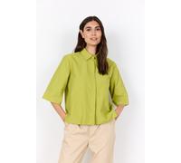 Hemdbluse SOYACONCEPT "SC-NETTI 118", Damen, Gr. M, grün (split pea), Web, Obermaterial: 53% Polyester, 47% Baumwolle, gepflegt, unifarben, bequem hüftlang, Rundhals, weit, Blusen Hemdbluse, mit 3/4 A