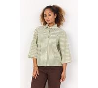 Hemdbluse SOYACONCEPT "SC-ROSETTE 4", Damen, Gr. L, grün (calliste grün combi), Web, Obermaterial: 100% Baumwolle, gestreift, normal, Blusen Hemdbluse (61780425-L) calliste grün combi