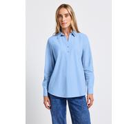 Hemdbluse STREET ONE, Damen, Gr. 34, blau (original blau), Web, 100% Baumwolle, unifarben, normal normal, V-Ausschnitt, Manschette, Blusen, aus reiner Baumwolle (32755252-34) original blau