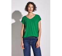 Hemdbluse STREET ONE, Damen, Gr. 34, grün (glowing grün), Stoff, 100% Viskose, unifarben, gerade normal, Rundhals, Bündchen, Blusen Hemdbluse, aus softer Viskose (37478230-34) glowing grün