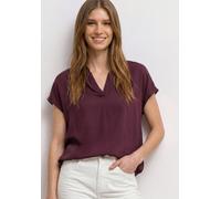 Hemdbluse STREET ONE, Damen, Gr. 34, lila (rustic rouge), Stoff, 100% Viskose, unifarben, normal normal, V-Ausschnitt, abgesteppt, Blusen Hemdbluse, aus softer Viskose (88700628-34) rustic rouge