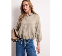 Hemdbluse STREET ONE, Damen, Gr. 34, beige (timeless beige), Web, 100% Leinen, unifarben, normal normal, V-Ausschnitt, elastischer Bund, Blusen Hemdbluse, aus Leinen (59104062-34) timeless beige