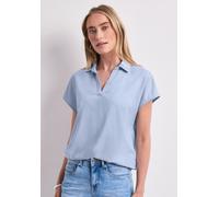 Hemdbluse STREET ONE, Damen, Gr. 36, blau (cashmere blau), Stoff, 100% Viskose, unifarben, normal normal, V-Ausschnitt, abgesteppt, Blusen Hemdbluse, aus softer Viskose (27708749-36) cashmere blau
