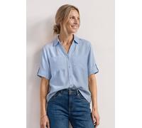 Hemdbluse STREET ONE, Damen, Gr. 36, blau (cashmere blau), Stoff, 85% Viskose, 15% Nylon, unifarben, normal normal, V-Ausschnitt, Umschlagbund, Blusen Hemdbluse, mit Turn-Up Funktion (20954021-36) cas