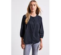 Hemdbluse STREET ONE, Damen, Gr. 36, blau (deepwater blau), Web, 100% Baumwolle, unifarben, normal normal, Rundhals, Bündchen, Blusen Hemdbluse, Feel Good Fit (57301162-36) deepwater blau