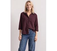 Hemdbluse STREET ONE, Damen, Gr. 36, braun (rustic rouge), Web, 100% Baumwolle, unifarben, normal normal, V-Ausschnitt, abgesteppt, Blusen Hemdbluse, in Cord-Optik (60028557-36) rustic rouge