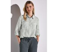 Hemdbluse STREET ONE, Damen, Gr. 36, grün (garden grün), Web, Obermaterial: 100% Leinen, gestreift, casual, regular fit taillenbedeckt, Langarm Manschette, Blusen, mit Streifen Muster (78864642-36) ga