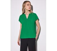 Hemdbluse STREET ONE, Damen, Gr. 36, grün (glowing grün), Stoff, 100% Viskose, unifarben, klassisch normal, Rundhals, Bündchen, Blusen Hemdbluse, aus softer Viskose (60990744-36) glowing grün