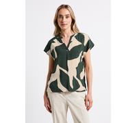 Hemdbluse STREET ONE, Damen, Gr. 36, grün (mid grün), Stoff, 100% Viskose, bedruckt, gerade normal, Rundhals, Bündchen, Blusen Hemdbluse, aus softer Viskose (84340667-36) mid grün