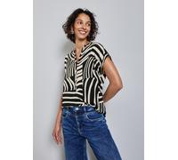 Hemdbluse STREET ONE, Damen, Gr. 36, schwarz, Stoff, 100% Viskose, gemustert, normal normal, Rundhals, Bündchen, Blusen Hemdbluse, aus softer Viskose (68737807-36) schwarz