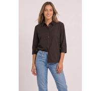 Hemdbluse STREET ONE, Damen, Gr. 38, braun (schwarz coffee), Web, 100% Baumwolle, unifarben, normal normal, V-Ausschnitt, abgesteppt, Blusen Hemdbluse, in Cord-Optik (98333936-38) schwarz coffee