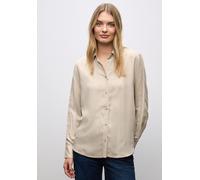 Hemdbluse STREET ONE, Damen, Gr. 38, morning beige meliert, Stoff, 100% Viskose, unifarben, normal normal, V-Ausschnitt, Bündchen, Blusen, aus softer Viskose (76031619-38) morning beige meliert