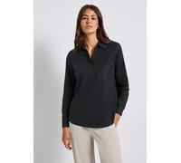 Hemdbluse STREET ONE, Damen, Gr. 38, schwarz, Web, 100% Baumwolle, unifarben, normal normal, V-Ausschnitt, Manschette, Blusen Hemdbluse, aus reiner Baumwolle (68977765-38) schwarz