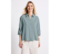 Hemdbluse STREET ONE, Damen, Gr. 40, blau (arona blau), Stoff, 84% Modal, 16% Polyester, unifarben, normal normal, V-Ausschnitt, Bündchen, Blusen Hemdbluse, Feel Good Fit (53313534-40) arona blau