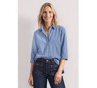 Hemdbluse STREET ONE, Damen, Gr. 40, blau (northern blau), Web, 100% Baumwolle, unifarben, normal normal, V-Ausschnitt, abgesteppt, Blusen Hemdbluse, in Cord-Optik (11906751-40) northern blau