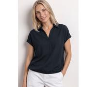 Hemdbluse STREET ONE, Damen, Gr. 40, blau (shadowed navy), Stoff, 100% Viskose, unifarben, normal normal, V-Ausschnitt, abgesteppt, Blusen Hemdbluse, aus softer Viskose (87784302-40) shadowed navy