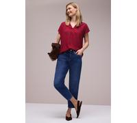 Hemdbluse STREET ONE, Damen, Gr. 40, rot (salsa rot), Stoff, 100% Viskose, gemustert, normal normal, Rundhals, abgesteppt, Blusen Hemdbluse, aus softer Viskose (38938860-40) salsa rot