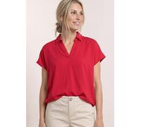 Hemdbluse STREET ONE, Damen, Gr. 40, rot (salsa rot), Stoff, 100% Viskose, unifarben, normal normal, V-Ausschnitt, abgesteppt, Blusen Hemdbluse, aus softer Viskose (58080663-40) salsa rot