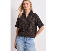 Hemdbluse STREET ONE, Damen, Gr. 42, braun (molten earth), Web, 100% Baumwolle, regular fit normal, Rundhals, Bündchen, Blusen Hemdbluse, mit durchgehender Knopfleiste vorn (53772415-42) molten earth