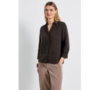 Hemdbluse STREET ONE, Damen, Gr. 42, deep roast braun, Web, 100% Baumwolle, unifarben, normal normal, V-Ausschnitt, Bündchen, Blusen, aus reiner Baumwolle (98788256-42) deep roast braun