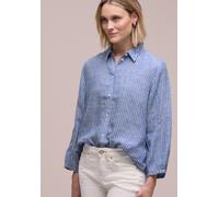 Hemdbluse STREET ONE, Damen, Gr. 42, drift blau, Web, Obermaterial: 100% Leinen, gestreift, regular fit normal, elastischer Bund, Blusen Hemdbluse, mit Streifen Muster (13023269-42) drift blau