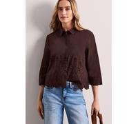 Hemdbluse STREET ONE, Damen, Gr. 42, espresso braun, Web, 100% Baumwolle, unifarben, klassisch normal, V-Ausschnitt, Manschette, Blusen Hemdbluse, mit 3/4 Ärmeln (71183407-42) espresso braun