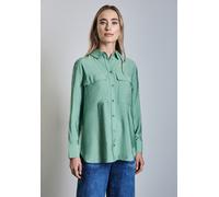 Street One Damen Bluse Relaxed Fit – V-Ausschnitt, Brusttaschen – Grün, Gr. 42