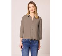 Hemdbluse STREET ONE, Damen, Gr. 42, light terra mocha, Web, Obermaterial: 100% Lyocell, unifarben, lässig geschnitten hüftbedeckend, Rundhals, 1-Knopf-Manschette, Blusen Hemdbluse, im Washed-Look, 3/