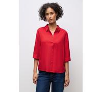 Hemdbluse STREET ONE, Damen, Gr. 42, racing rot, Stoff, 100% Viskose, unifarben, normal normal, V-Ausschnitt, Manschette, Blusen Hemdbluse, mit 3/4 Ärmeln (48462601-42) racing rot